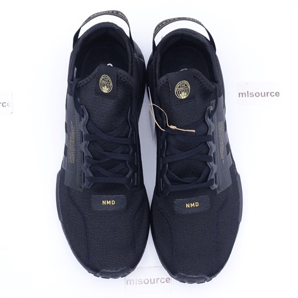 NEW adidas Originals NMD_R1 V2 Sneakers HP3251 Core Black/Gold - Picture 5 of 8